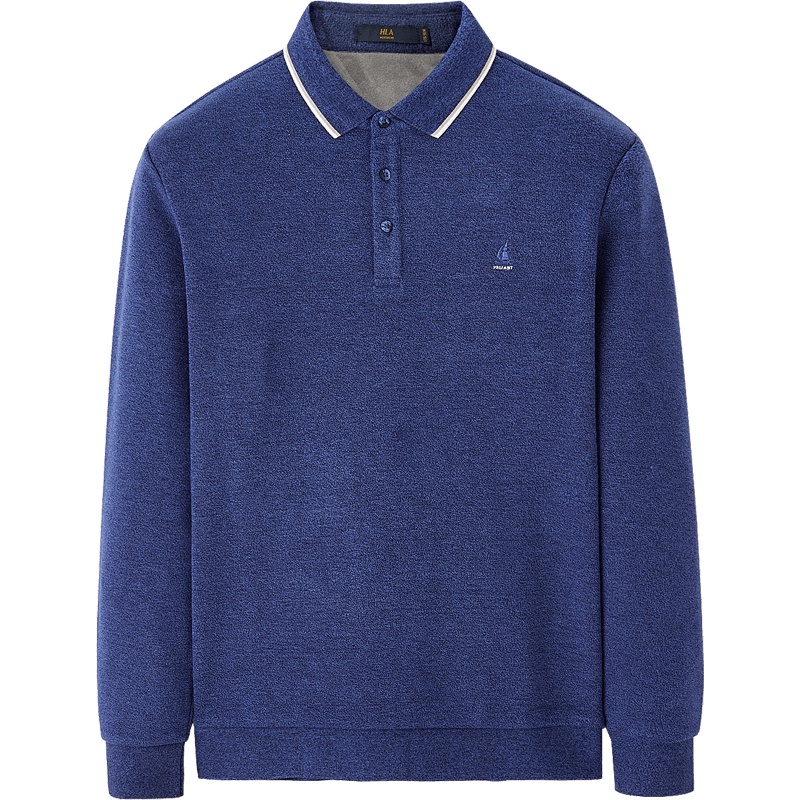 HLA海澜之家基础净色长袖POLO男2019冬季舒适半开襟套头衫男 HNTPD4R408A