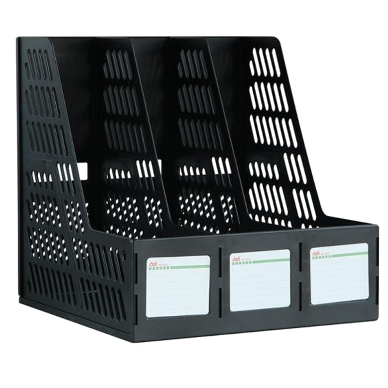 得力9833三联文件框塑料文件架资料架文件栏文件筐办公用品文件夹