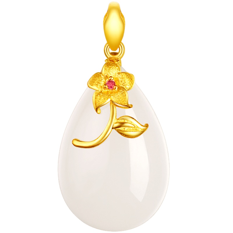 金一国囍足金幸运女士款和田玉吊坠赠银链(定价)ZJDZ051