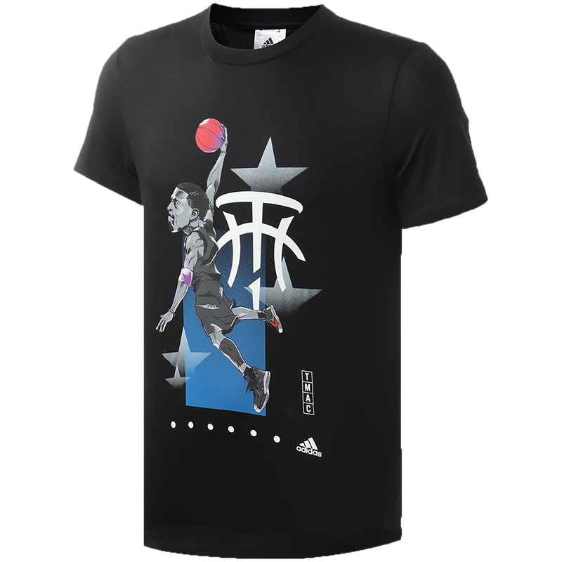 阿迪达斯男服短袖T恤麦迪漫画印花篮球休闲运动服FQ2325