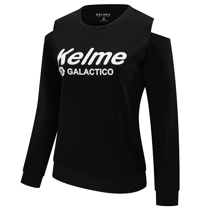 KELME/卡尔美 创意镂空露肩T恤女性感显瘦学生纯棉字母印花T恤潮