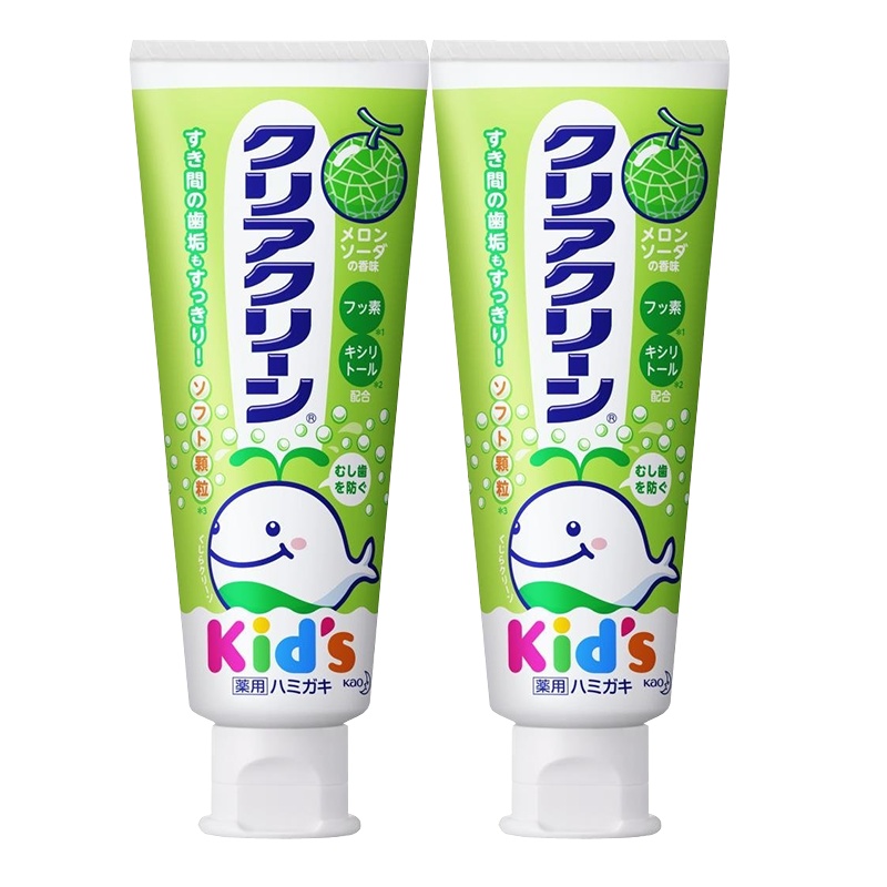 花王(KAO)儿童宝宝婴儿牙膏70g哈密瓜味2支 防蛀清新口气牙龈护理