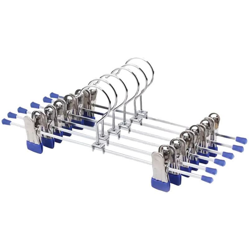 HOUYA好雅 衣架裤夹子5只装挂衣晾晒衣裤架不锈钢防滑裤夹颜色随机