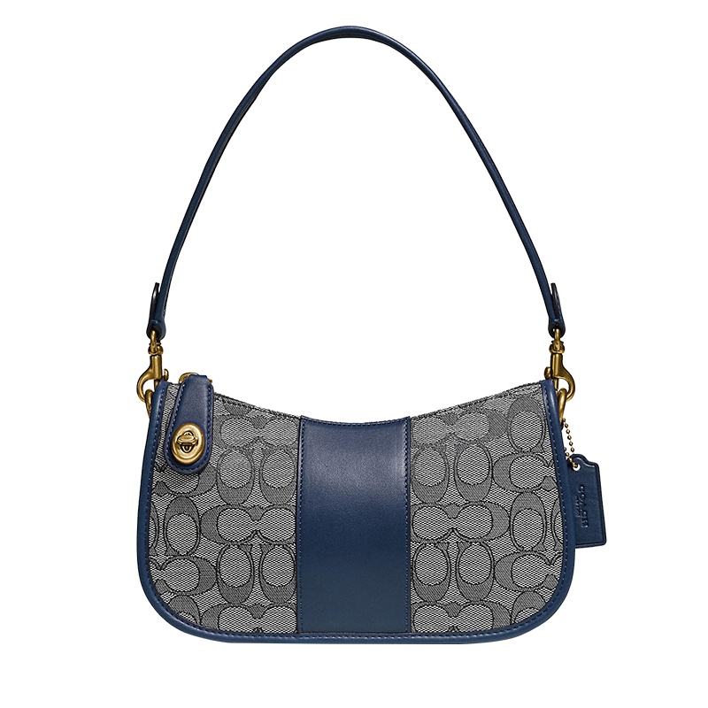 COACH蔻驰 SWINGER 腋下包 单肩包 织物椭圆扣 C0721 棕色拼色