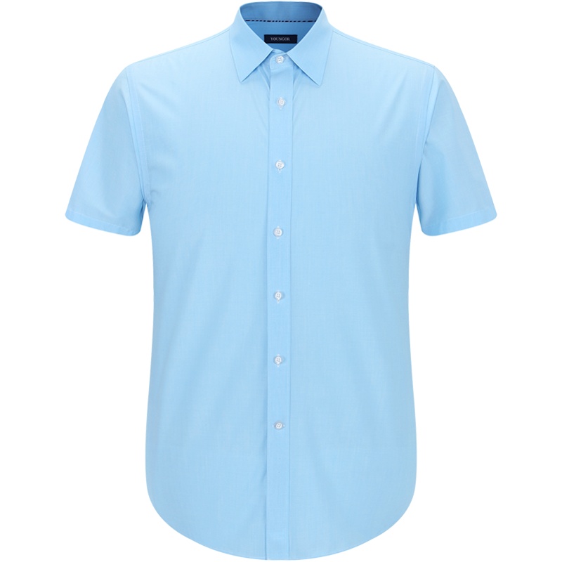 Youngor/雅戈尔男装商务绅士棉弹面料 修身剪裁 DP免烫湖蓝素色衬衫060GFY