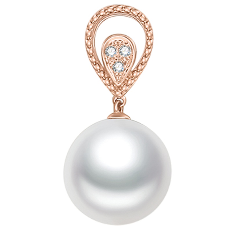 金一18K金淡水珍珠正圆无暇凤羽女士珍珠吊坠 (定价) CIB001 白色