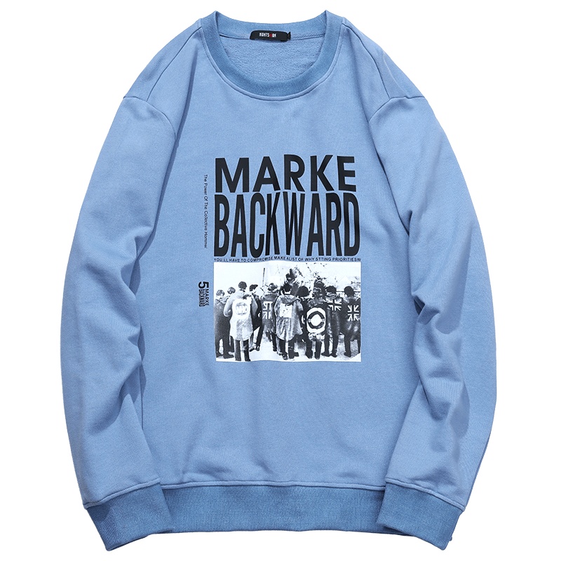 千纸鹤男装卫衣男圆领落肩大字母印花男女同款春秋季上衣男15228