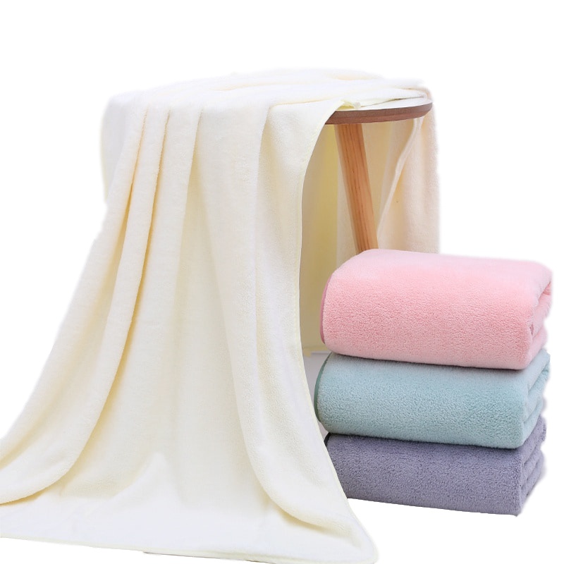 斜月三星珊瑚绒浴巾 超柔吸水 成人男女加厚大号浴巾 柔软强吸水易干