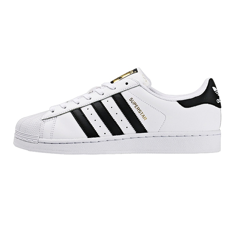 adidas阿迪达斯三叶草金标贝壳头低帮运动休闲系带板鞋男女通用情侣鞋SUPERSTAR 经典款皮面小白鞋C77124