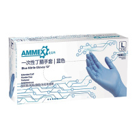MMEX/爱马斯 一次性加厚型蓝色丁腈手套 BNL46100 L 无粉麻面 (单位:盒)