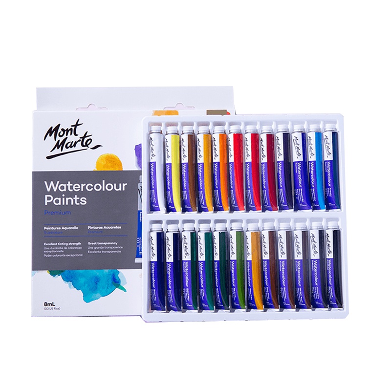 蒙玛特MontMarte 水彩颜料套装 手绘24色艺术家管装颜料8ML