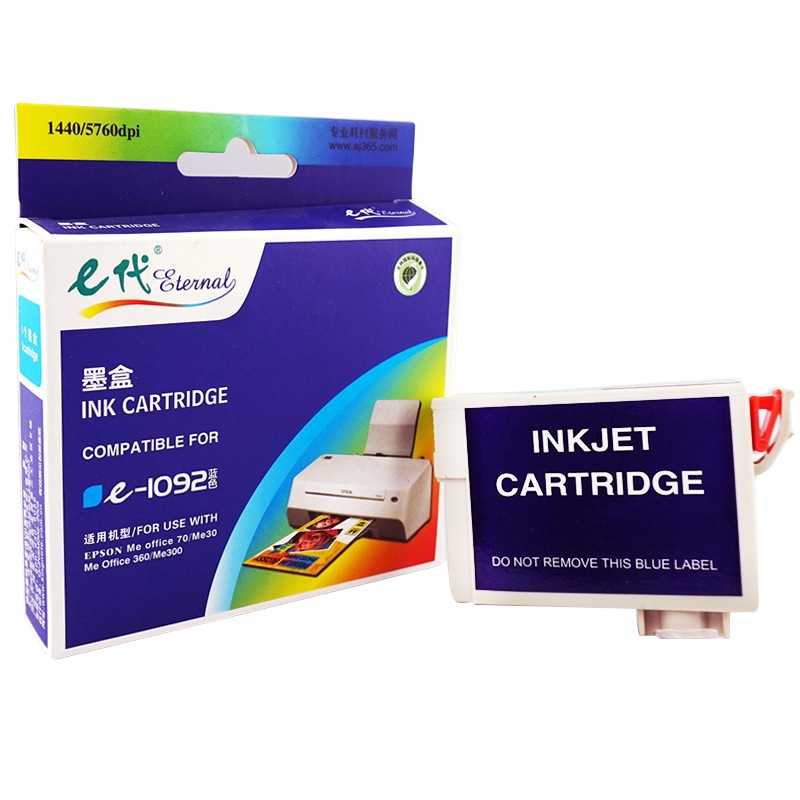 e代经典 T1092C墨盒蓝色 适用 爱普生ME30 300 70 360 510 520 1100 600F 650F
