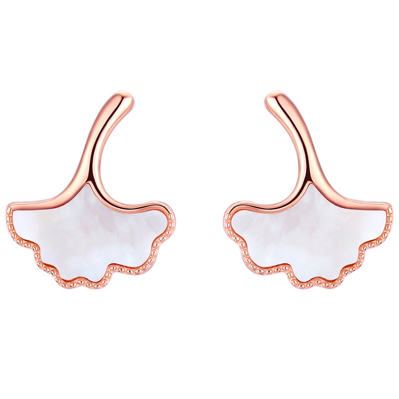 佰色传情高级感耳环简约设计银杏叶耳坠小众轻奢白贝母耳钉耳饰品