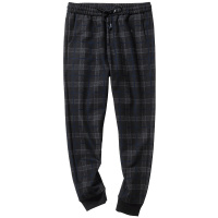 千纸鹤男士休闲裤秋冬新款时尚印花格子束脚九分裤子男90366