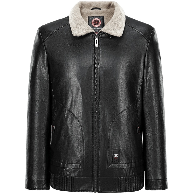 HLA海澜之家加绒保暖PU夹克2019冬季舒适有型外套男HWJAD4R179A