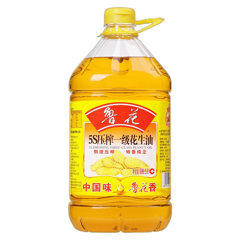 鲁花5S物理压榨一级花生油5.L 加一瓶500ml黑豆酱油