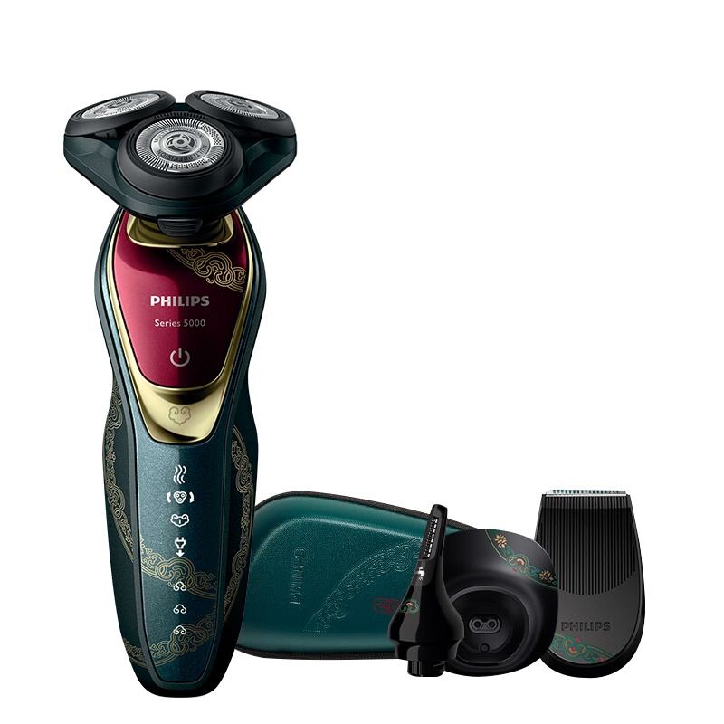 飞利浦(Philips)故宫系列剃须刀 净如人意版 全身水洗三刀头男士剃须刀电动刮胡刀胡须刀 故宫定制款S5688/76