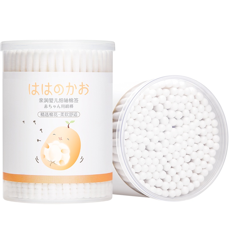 亲润MOM FACE180支细轴棉签180*2盒纸轴棉棒脱脂棉头婴童棉签