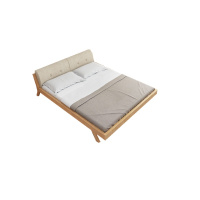 欧宝美实木床北欧经济简约实木床布艺软靠组合双人实木床