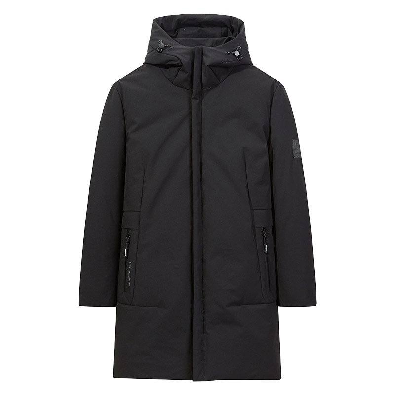 花花公子新款连帽羽绒服男中长款男装潮流休闲冬季外套