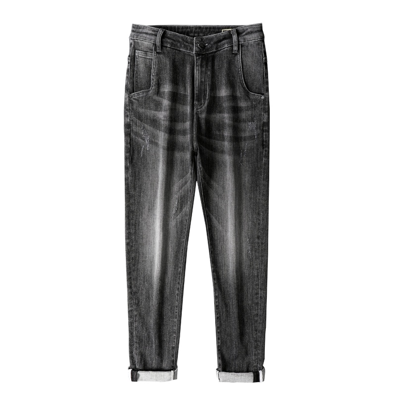 蓝缕金(LANLVJIN)男士牛仔裤秋季2021新品棉弹水洗裤青年宽松小直脚长裤韩版休闲裤子