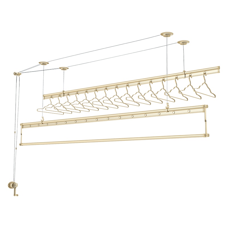 四季沐歌晾衣架 阳台三杆升降晾衣架手摇晾衣杆晒被子架 双杆手动凉衣架晒被架 晾衣架阳台升降手摇晾衣架