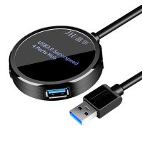 晶华 USB3.0高速圆形扩展器分线器笔记本台式电脑外接一拖四多功能拓展坞hub集线器延长转换黑色1米 Z429C