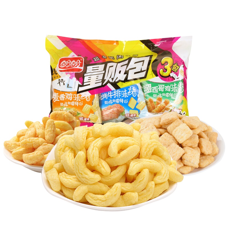 盼盼膨化大礼包麦香鸡味块60gx3包好吃的薯片休闲网红儿童零食