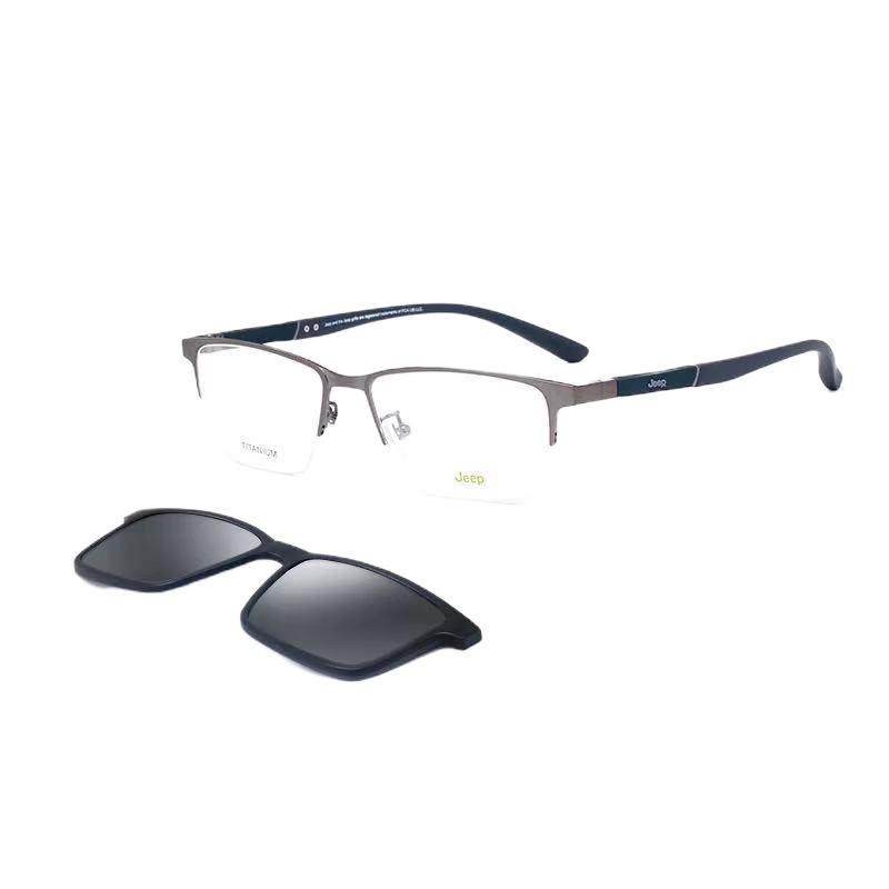 Jeep/吉普磁铁套镜男半框光学眼镜框偏光太阳镜商务镜架JEEPT7055