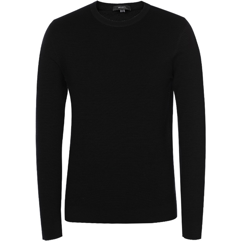 Brloote/巴鲁特 纯羊毛衫男套头针织衫秋季新款横条纹圆领毛衣