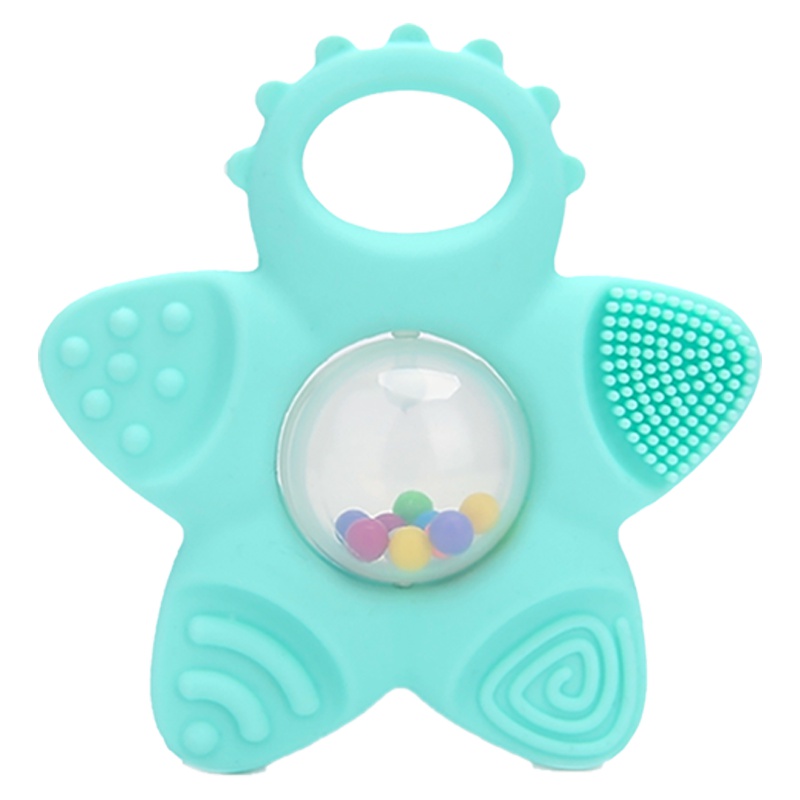 三只海狸海星牙胶 安抚牙胶防吃手神器 磨牙棒 婴儿宝宝可水煮 手摇铃玩具益智早教0-3个月宝宝6到1一岁幼儿新生5男女孩