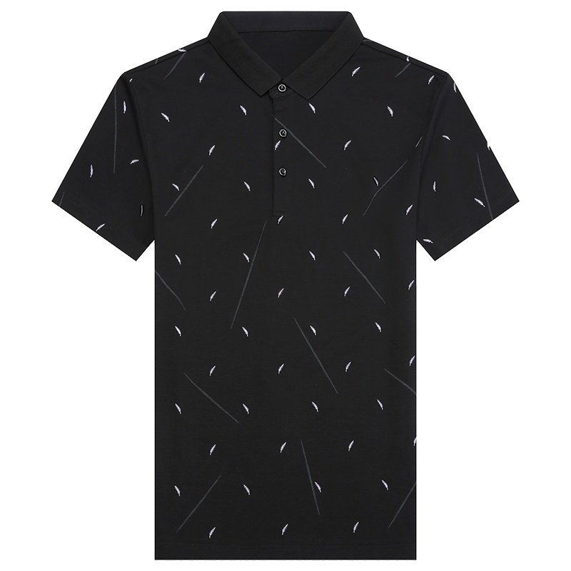 卡帝乐鳄鱼短袖T恤男翻领印花Polo衫中年宽松男上衣BAB9063