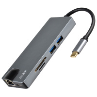 晶华 Type-c扩展坞USB-C转HDMI+VGA转换器苹果电脑 网线接口转接线3.0HUB分线器八合一Z327