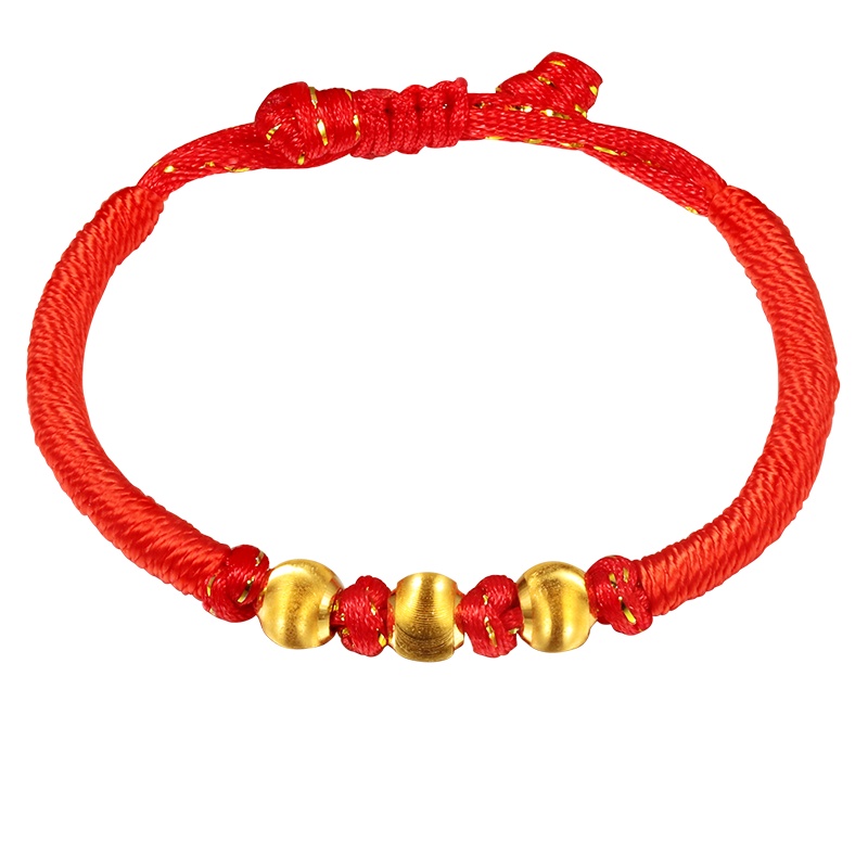 黄金码头足金999磨砂光珠珠子转运珠手串3D硬金串珠情侣手饰生日情人节