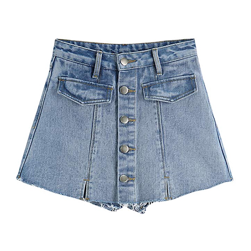 毛边牛仔短裤女2019夏季新款高腰显瘦宽松韩版百搭不规则裙裤
