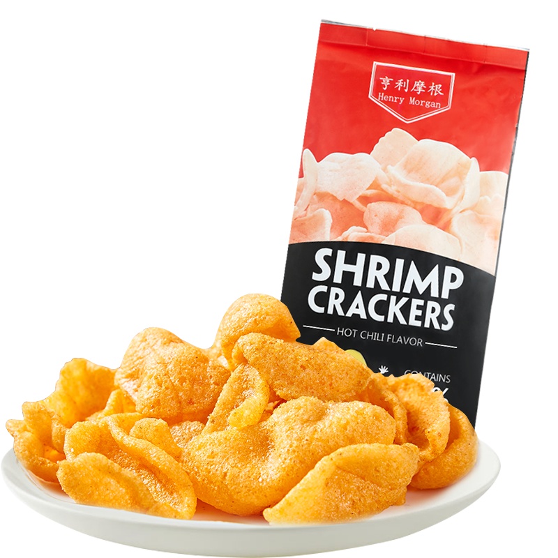 亨利摩根辣味虾片75g 办公室零食 休闲膨化虾片 泰国进口