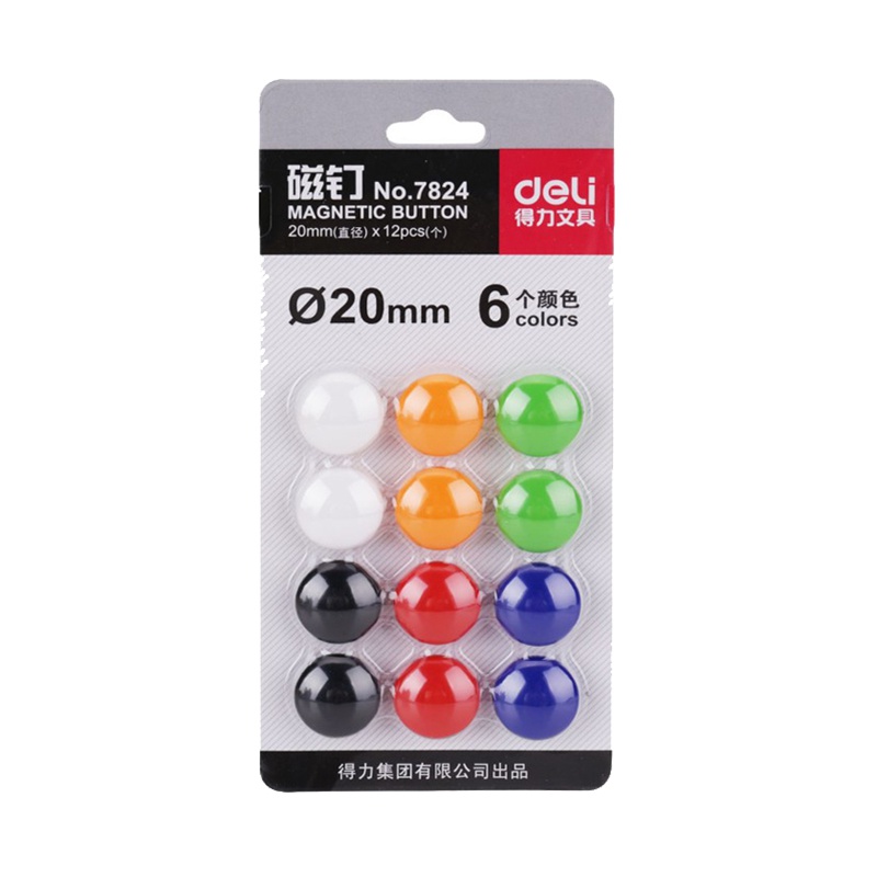 得力(deli)12粒装混色磁扣7824