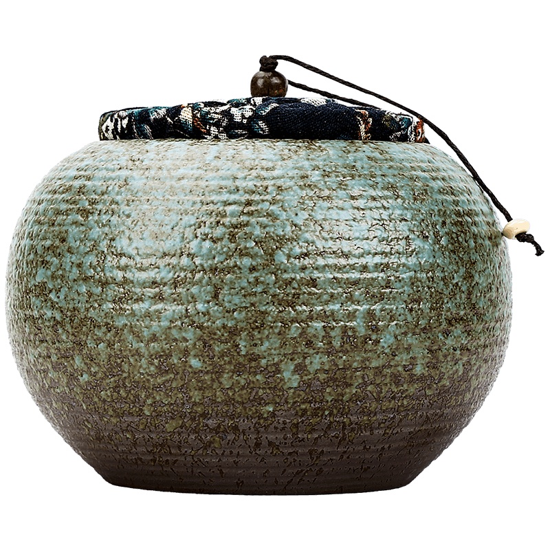 言艺(yanyi) 茶叶罐家用陶瓷茶罐 粗陶窑变功夫茶具 枯木逢春茶叶罐