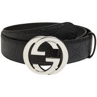 GUCCI 古驰 GUCCI腰带 男士经典双G压纹商务休闲时尚皮带黑色 411924 CWC1N 1000 100