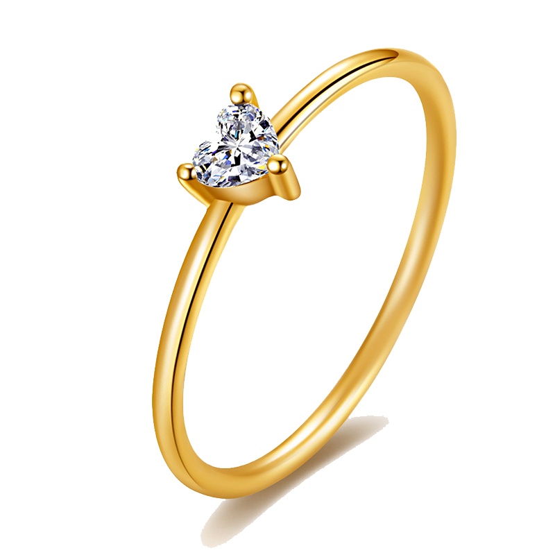 喜钻 【叠戴系列-单钻款】18K金钻石戒指单颗桃心型钻戒时尚简约可叠戴 个性组合