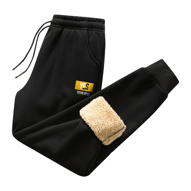 俞兆林(YUZHAOLIN)潮牌裤子冬季加绒裤男加厚束脚休闲裤宽松收口小脚卫裤男