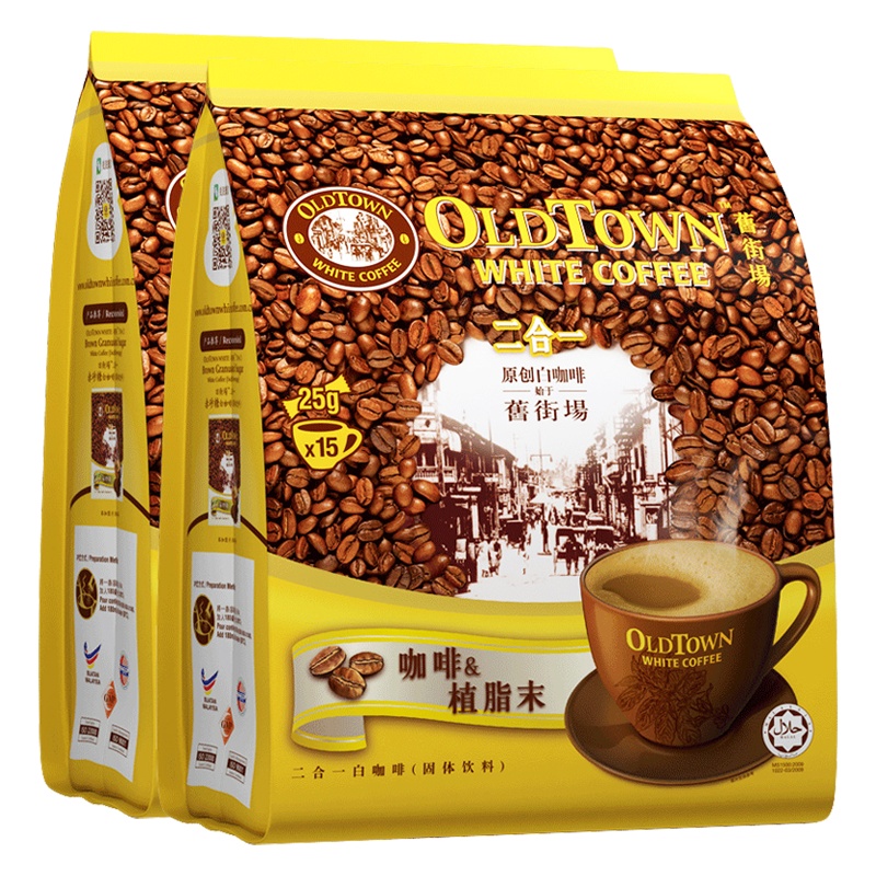 马来西亚进口旧街场白咖啡二合一450克*2袋组合共36条速溶咖啡粉无蔗糖