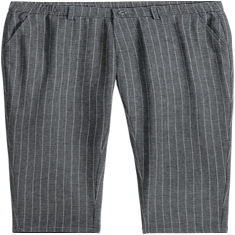 千纸鹤男装亚麻条纹休闲裤2020春夏季新款时尚舒适透气九分裤子男70377