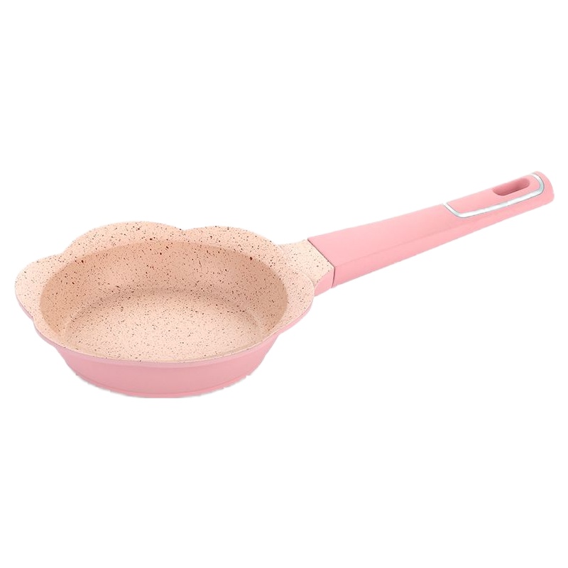平底锅麦饭石奶锅不粘炒锅婴儿宝宝辅食锅烘焙精灵炒锅小火锅具煲汤锅 16CM粉色 平底锅(无盖)+赠品
