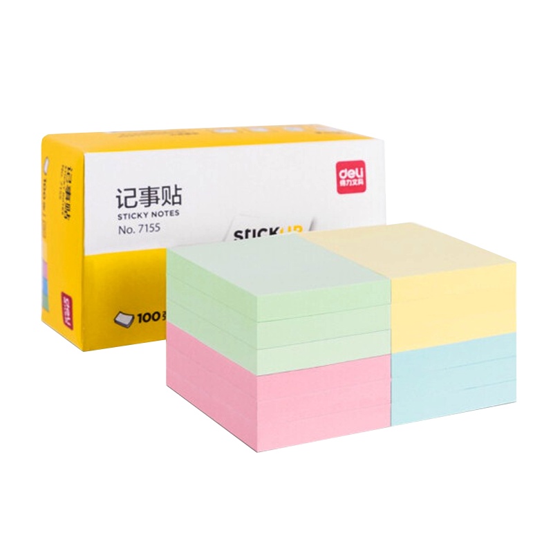 得力7155 备忘留言纸/记事贴/N次贴办公用品便利贴粘性便签纸 76*51mm 12本彩色