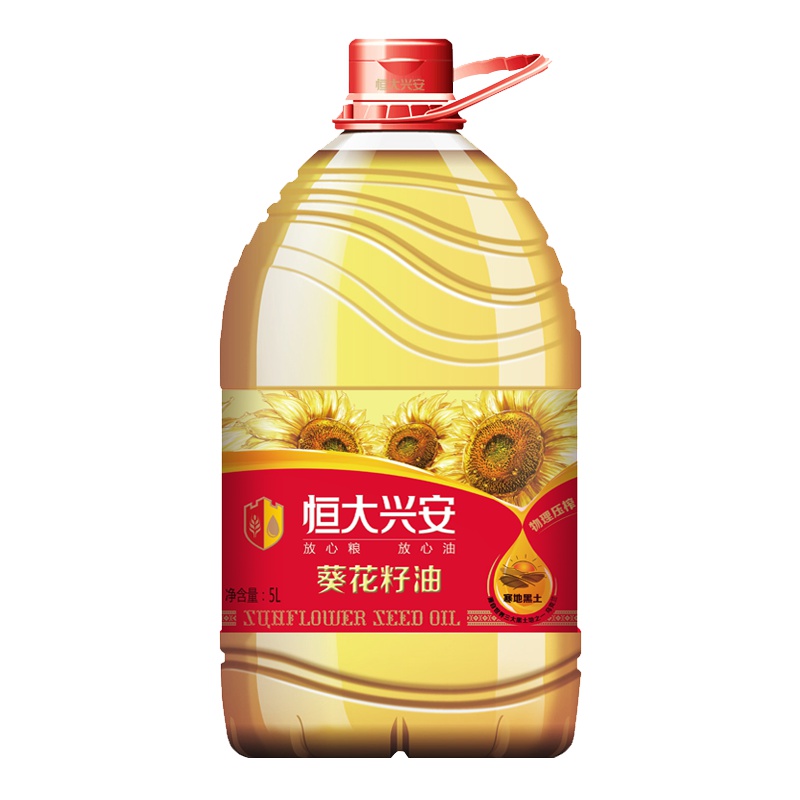 恒大兴安 葵花籽油 5L 桶装家用 天然优质向日葵 物理压榨食用油