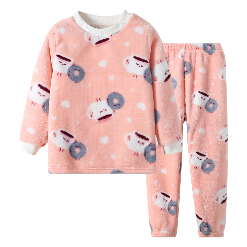 南极人儿童睡衣家居服女童卡通长袖珊瑚绒秋冬睡衣