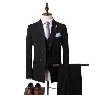 绅士空间2021春季西服套装男士三件套韩版修身小西装男职业正装伴郎
