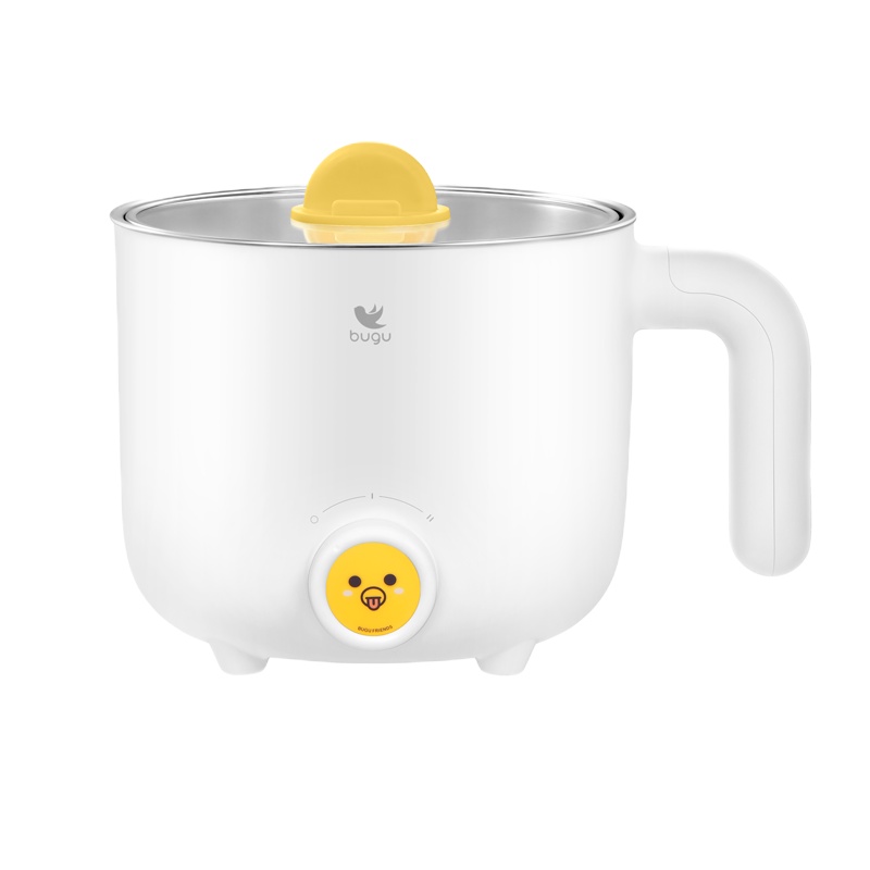 布谷(BUGU)BG-SP21电煮锅多功能宿舍学生煮面锅迷你电火锅小火锅1.2L不锈钢+蒸笼