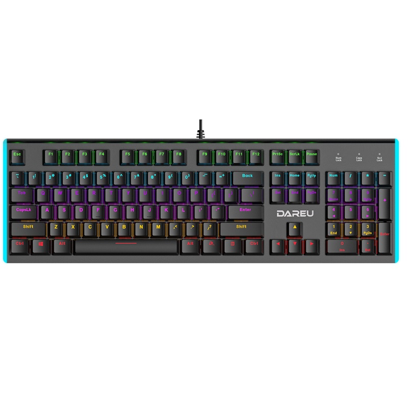 达尔优牧马人机械键盘有线笔记本台式电脑通用吃鸡游戏青轴黑轴104键金属电竞家用+桌垫